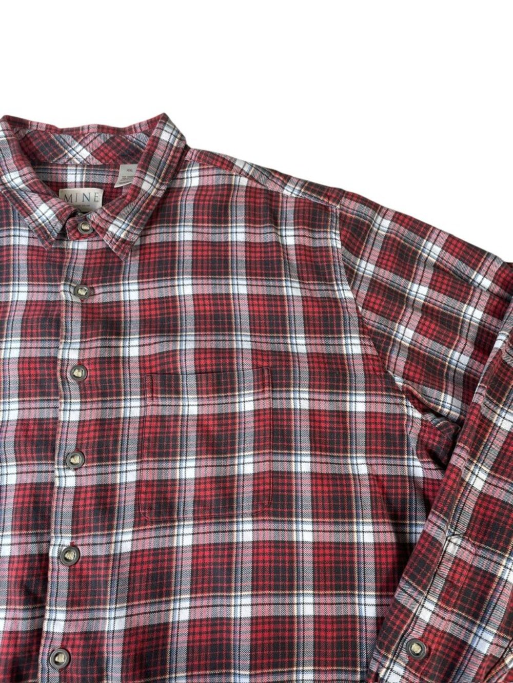 Mine Flannel Shirt Men's XXL Red Black White Plaid Long Sleeve Button Up Top